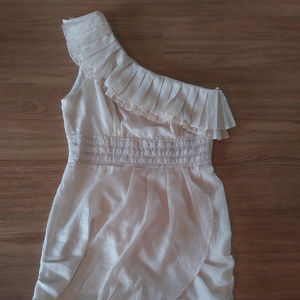 Cream One Shoulder Cotton Dress Double Zero Size S